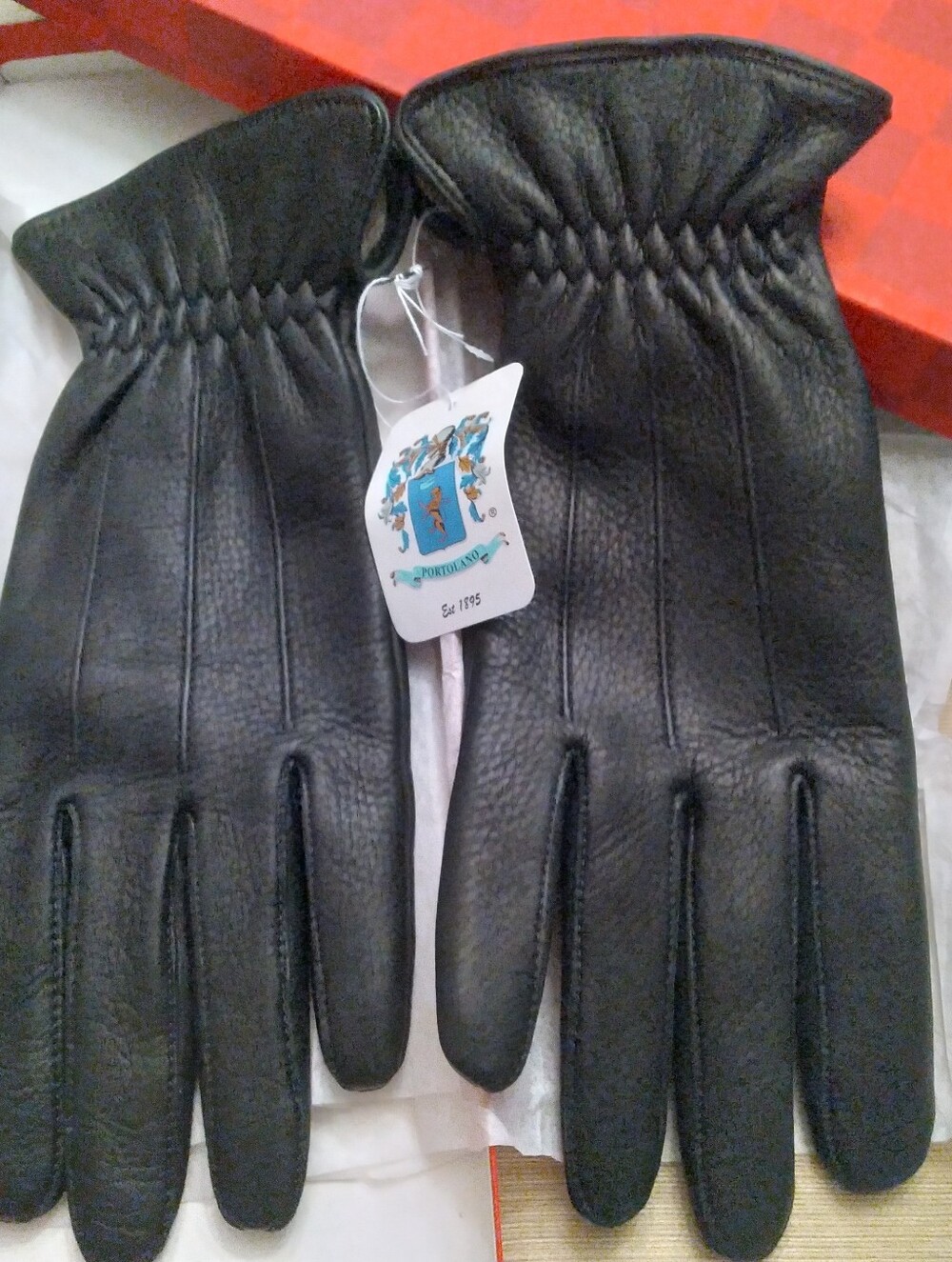 Portolano Black Leather Ladies Gloves